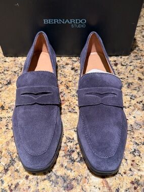 Bernardo Women's Suede Loafers - Navy Blue